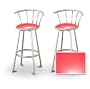 2 Red Vinyl Chrome Swivel Bar Stool Barstools