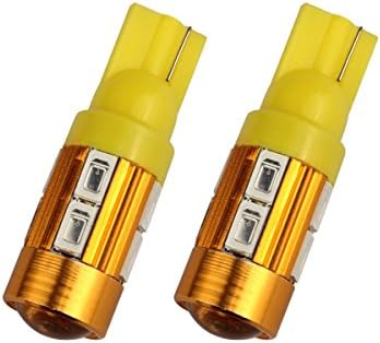 LLCJ 2 X T10 Wedge 5630 10-SMD W5W 2825 192 168 Yellow LED Blubs For License Plate Light,High Mount Stop Light,Interior Lights, Backup Lights, Side Marker Light