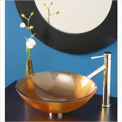 wrought iron wall mount for vessel sink-Translucence Frosted Glass Vessel with Optional Wrought Iron Sink Bracket Finish: Blue Images