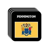 US State Flag - PENNINGTON, New Jersey (NJ) Set of 4 Mini-Mousepad Coasters