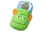 Happy Cherry　超かわいい　ベビーシューズ　キッズ靴　滑り止め　歩行靴　ルームシューズ　柔らか　秋　冬　出産お祝い　プレゼント　0-1歳の子供　動物柄　グリーン　サイズ14(12cm)