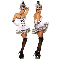 LH Dessous - 11794 "BIG SET" Gr��e S-M.Traumhaftes Karneval Garde Kost�m - bestehend aus Kleid mit volumin�sen silbernen Voilants mit B�gel-BH-Cups + Handschuhe+Halsband mit Satinschleife +Stoffhut