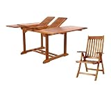 5pcs Java Teak Outdoor Patio Dining Table and Armchairs Set
