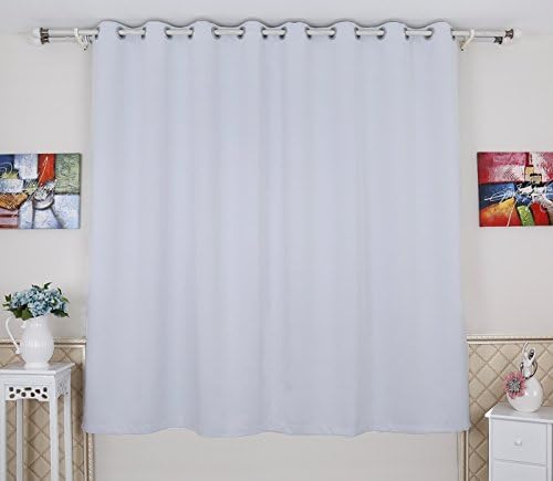 OZ special Window Treatments Blackout Curtains Full Shading Drapes Panels Solid Silencer Grommet Thermal Insulated Triple Weave for Bedroom Kids(ONE Panel, 100''W x 84''L) (Cool Grey / Grayish White)
