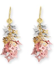 Gold Jewelry - Tri-Color "Leaves on a Tree" Earrings