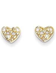 MadiK® 14k yellow Gold Polished Small Hearts in Heart Post Stud Earrings