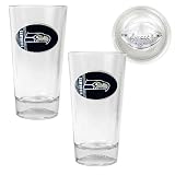 NFL Seattle Seahawks Two Piece Pint Ale Glass Set with Football Bottom - Oval Logo
