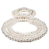 HinsonGayle Glamour Collection Handpicked Ultra-Luster White Cultured Pearl Rope Necklace (82 Inches)