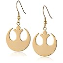 Star Wars Jewelry Rebel Alliance Gold IP Stainless Steel Dangle Hook Drop Earrings
