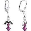 Handmade February Birthstone Angel Silver Plated Earrings MADE WITH SWAROVSKI ELEMENTS