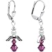 Handmade February Birthstone Angel Silver Plated Earrings MADE WITH SWAROVSKI ELEMENTS