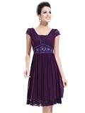 Ever Pretty Empire Waist Purple Ruched Lace Cap Sleeve Sequins Cocktail Dress 02891