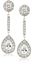 Platinum Overlay Sterling Silver Cubic Zirconia Pear-Shaped Drop Post Earrings