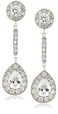 Platinum Plated Sterling Silver Cubic Zirconia Pear-Shaped Drop Post Earrings