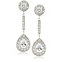 Platinum Overlay Sterling Silver Cubic Zirconia Pear-Shaped Drop Post Earrings