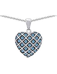Original Star K (tm) Genuine Blue Topaz Puffed Heart Pendant in .925 Sterling Silver