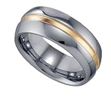 Comfort Fit Tungsten and Gold Mens Wedding Band " Size 11 "