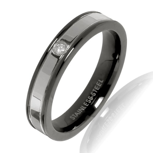 Bliss Republic Damen-Ring Edelstahl IP-Beschichtung schwarz Zirkonia wei&szlig; 60160080 56 Preisvergleich