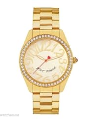 Betsey Johnson Womens BJ00190-08 Crystal Accented Gold Plated Quartz Watch