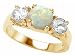 2.35 cts 925 Sterling Silver 14K Yellow Gold Plated Genuine Round Opal Engagement Ring