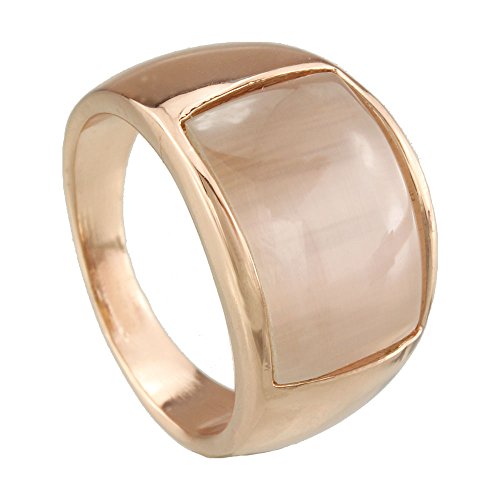 FM42 Inlaid White Simulated Opal Cocktail Wide Ring R311