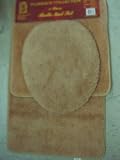 41ObbfZzA L. SL160  3 PIECE BATHROOM RUG, CONTOUR & LID COVER SET   BEIGE