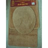 3 PIECE BATHROOM RUG, CONTOUR and LID COVER SET - BEIGE by Brown's Linens and Window Coverings