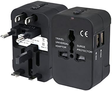 Universal Worldwide Travel Adapter, XHERO All-in-One International Wall Spike Protected Electrical AC Power Charger Plug with Dual USB Charger Ports for USA EU UK AUS (Basic)