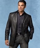 Alfani 3-Button Leather Blazer