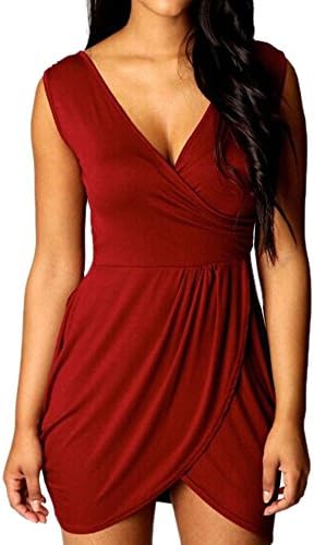 RedExtend Deep V-neck Sleeveless Mini Clubwear Color Red Size XL