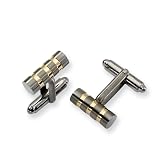 Mens Titanium Gold Accent Cuff Links