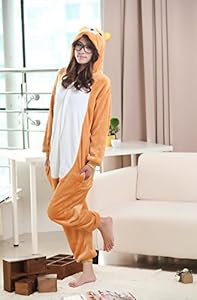 Skycastle(tm) High Quality Bear Cartoon Animal Shaped Winter Unisex One-piece Pajamas Hoodie Sleepwear Cosplay Costume (XL)