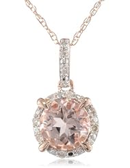 10k Rose Gold Morganite and Diamond Pendant Necklace (0.05 cttw GH, Color, I1-I2 Clarity), 17"