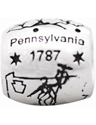 De Buman Sterling Silver US 50 State Pennsylvania Bead,Hole 5mm