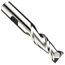 Niagara Cutter A208 High-Speed Steel End Mill, Aluminum Cutting, High Helix, Uncoated (Bright), 2 Flutes, Square End