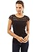 PattyBoutik Women's Crochet Eyelet Lace Inset Blouse
