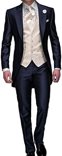 Love Dress Slim Fit Tuxedos with Jacket Pants Tie Vest Wedding Dress Ivory(Jacket Pant),Ivory(Vest Tie) L