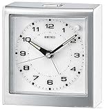 Seiko Bedside Alarm Clock - Silver-Tone with White Accents - Dial Light