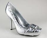 Metallic Square Toe Buckle Heel