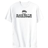 T-Shirt Mens White  BLACK BELT IN Programming  Hobbies