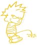 Calvin Vinyl Sticker, Yellow Outline on White