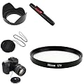 eForCity 58MM LENS HOOD + UV FILTER + CAP + CAP Holder + Camera Lens Cleaning Pen Kit Compatible with CANON T1i T2i XS
