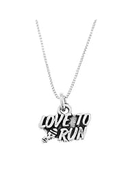 Sterling Silver One Sided Love to Run with Shoe Print Necklace