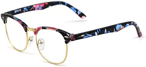 Glasses Queen 201556 Vintage Inspired Classic Half Frame Nerd Wayfarers UV400 Clear Lens Glasses(Mixed A)