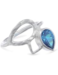 Satya Jewelry "Spring13" Blossoming Blue Topaz Cubic Zirconia Ring