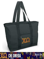 Chi O Tote Bag Black Deluxe Chi Omega - For Travel or Beach Best Unique Gift Ideas for Her, Women, or Ladies