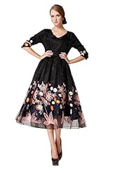 Embroidered Elasticized   Waistline Organza Prom Dress/Midi Dress 