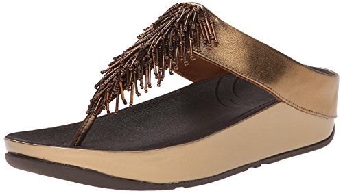 FitFlop Women's Cha Cha Flip Flop, Bronze, 6 M US