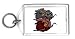 Keychain with group, mouse, rodent, cheese, stealing