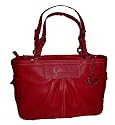 Coach Red Leather Pleated East West Gallery Tote Handbag 13759